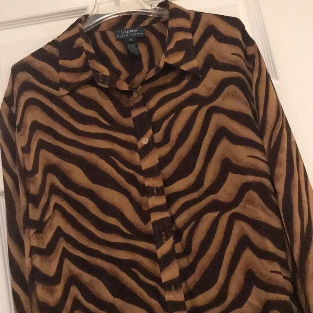 Lauren Ralph Lauren Zebra Print Blouse - Brown and Black - Picture 2 of 3
